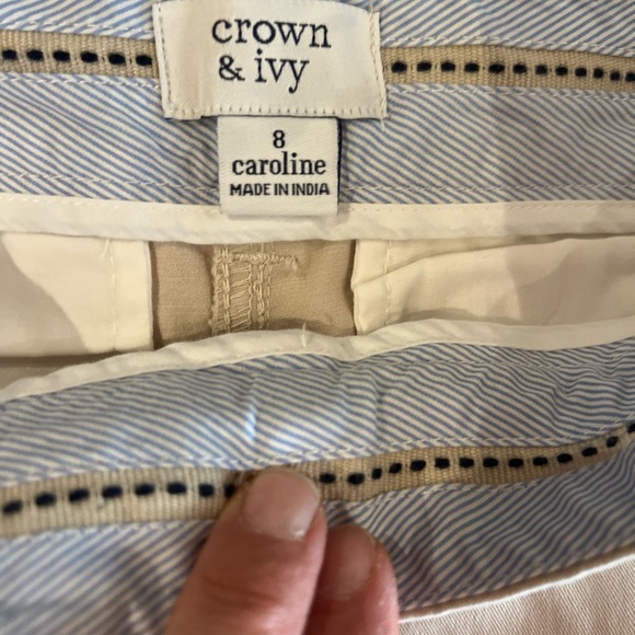 Crown & Ivy three pair of women’s shorts Caroline cut size 8 tan are NWT - Picture 3 of 10